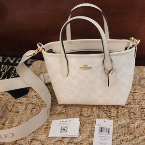 Coach White Shoulder Bag with Gold Accents